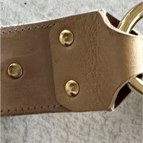 Dolce & Gabbana NWOT Y2K Tan Monogram Leather thick belt large Logo Gold Buckle - Picture 9 of 14